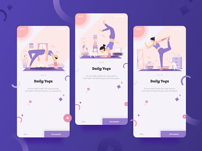Yoga Illustration - Onboarding Design app design character characters design flat illustration interface interfacedesign onboarding ui uidesign vector
