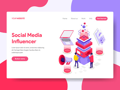 Social Media Influencer lllustration design flat illustration isometric isometric design isometric illustration ui vector web website