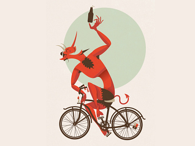 "Ever dance with the Devil in the pale moon light?" Artcrank bike illustration poster silkscreen