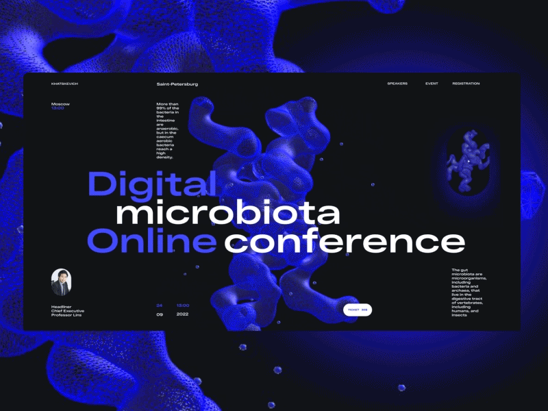 Digital microbiota 3d animation c4d cinema 4d design figma graphic design illustration landing page madeontilda motion graphics spline3d splinetool tilda ui ui ux ui elements web design webdesign