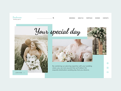 Wedding agency design beauty bridal bride concept events light light colors love mint mint green uidesign website wedding agency weddings white