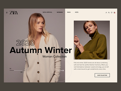 Zara store beauty concept fashion mainpage redesign shopping store style ui uidesign woman zara