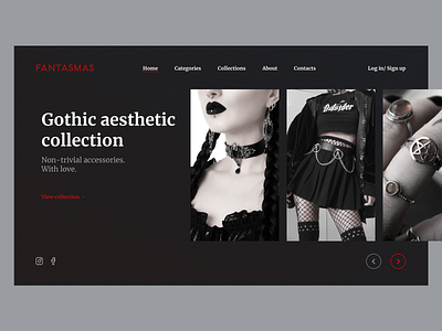 Fantasmas - accessories store accessories aesthetic beauty black concept dark dark ui fashion gothic jewerly minimalism moda shop store style