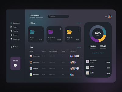 File manager. Dashboard analytics app concept dashboard filemanager files folder storage uidesign uiux web