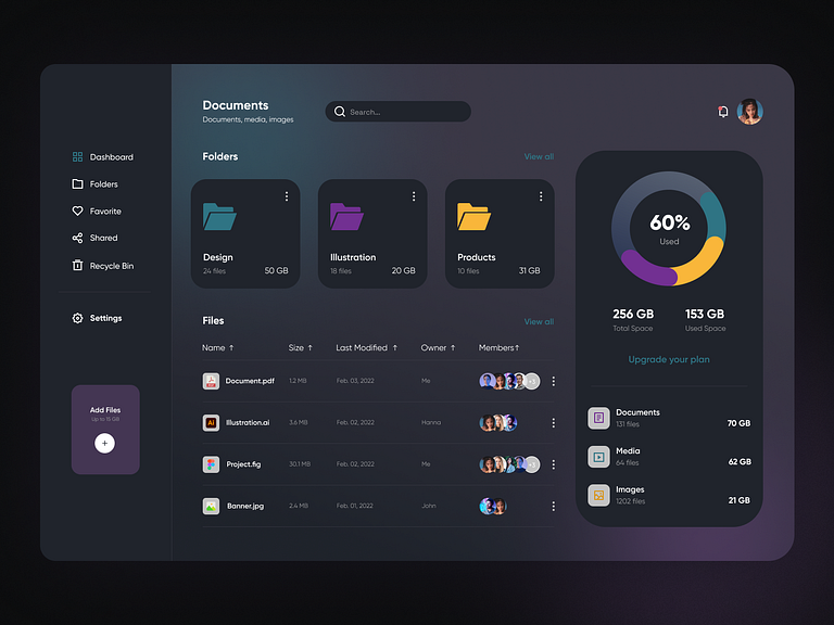 File manager. Dashboard by Yuliia Konozenko on Dribbble