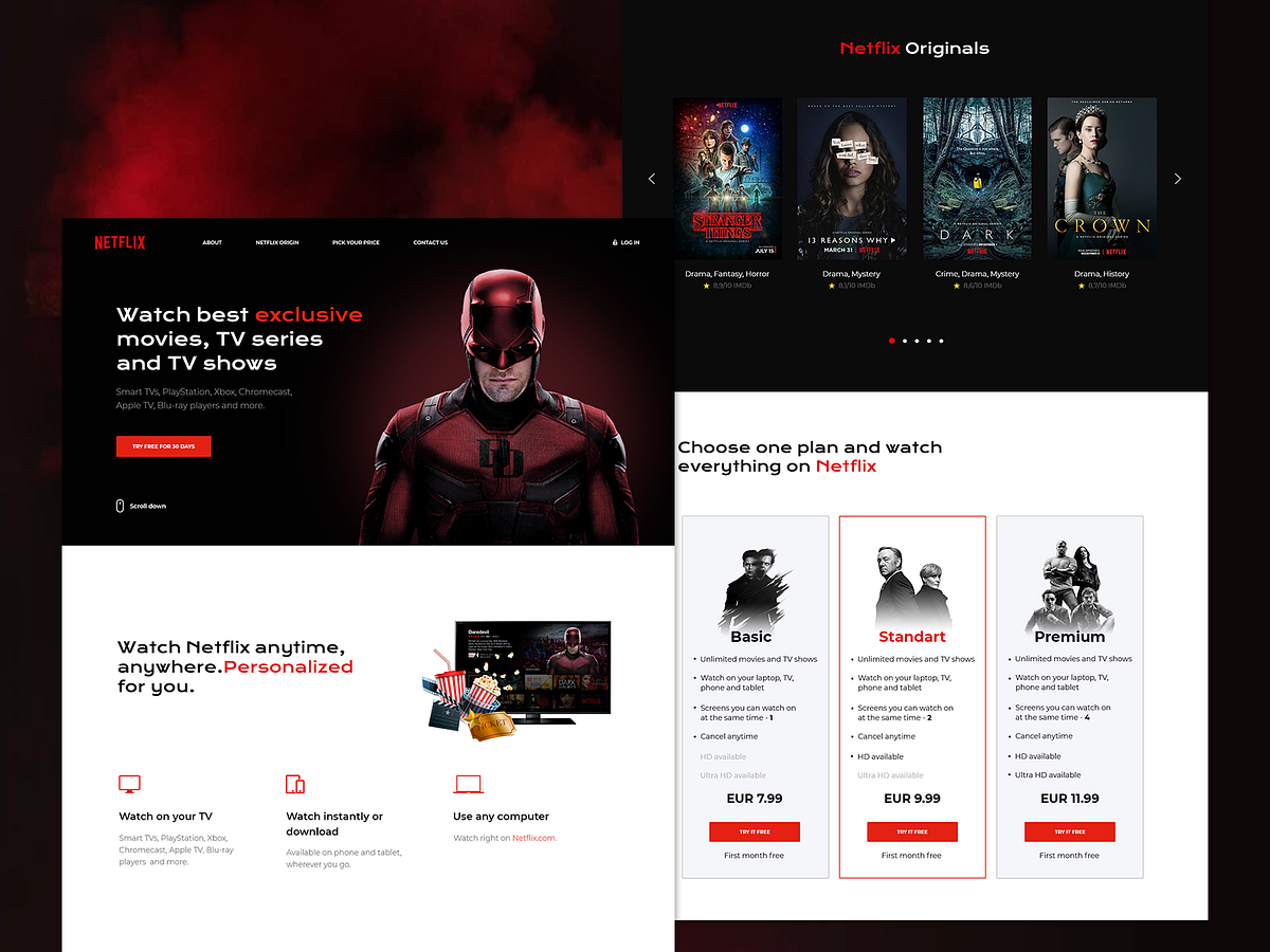 Netflix Landing Page designs, themes, templates and downloadable ...