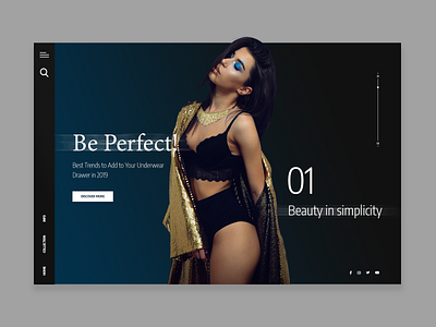 Fashion concept: Be Perfect! beautiful concept design fashion girl landing page style ui uidesign underwear valentine day valentines day web