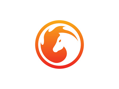 Circle Fire Horse Logo Designs