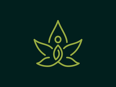 People Meditation And Marijuana Leaf Logo Design