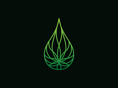 Oil Droplet And Marijuana Leaf Logo
