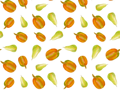 Pumpkin Pear nature patterns thanksgiving watercolor