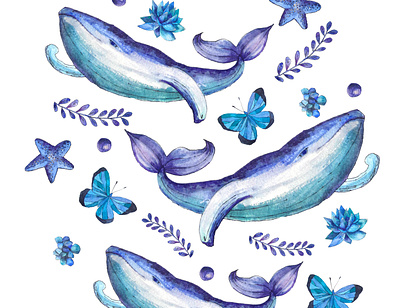 blue elements1 birds and butterfly blue color cute animal design ecology logo nature pattern patterns watercolor