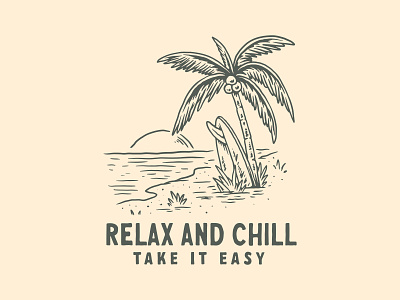 Relax Chill adventure beach chill chilling design illustration lettering outdoor relax sea skull sunset surf surfboard surfing tropical