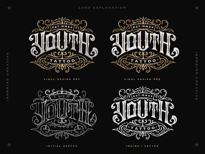 Youth Tattoo Logotype branding design handlettering lettering logo logotype type typography victorian vintage