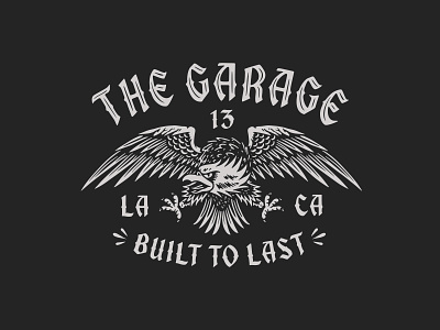 The Garage apparel branding design disstressed eagle flags illustration label lettering logo logotype motorcycle raw skull tattoo type vector