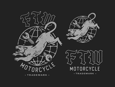 FTW Motorcycle branding design distressed garage harleydavidson illustration lettering logo motorcycle panther puma rough tiger type typography vector vintage world