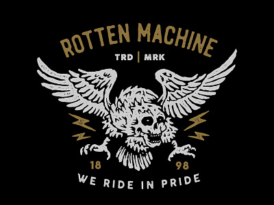Rotten Machine custom design eagle flat food illustration lettering logo motorcycle skull type typography vector