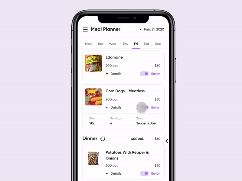 Meal Planner Redesign (Mobile)