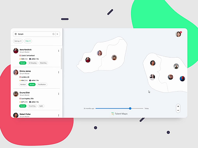 Talent Maps connections dashboard design figma flat hire map minimal search skills talent team ui ux vector