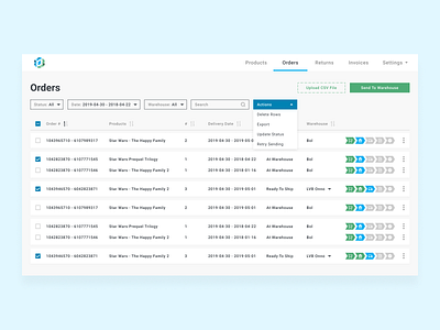 Orders Page for a SaaS Platform