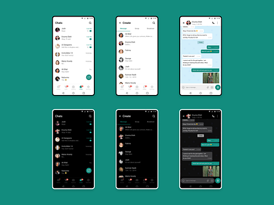WhatsApp Concept Design app chat concept design dark ui design figma flat message minimal mobile app design mobile ui social ui ux whatsapp