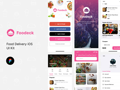 Foodeck - Food Delivery UI Kit cafe cuisine design eat figma food ios meal minimal restaurant ui ui kit