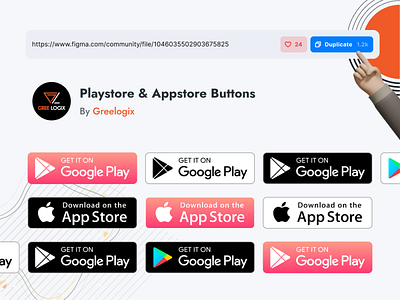 Playstore & Appstore Buttons app apple appstore buttons design figma flat google minimal playstore ui ux vector