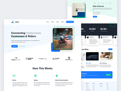 dots landing page delivery design homepage landing page minimal restaurant rider safe solutions ui ux vector web