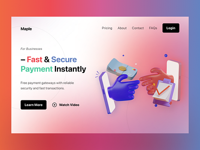 Maple design fast figma gradient landing page minimal payment reliable secure ui ux web
