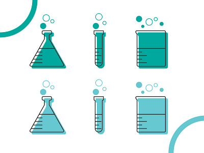 Chemistry Icons beaker chemistry color design flask flat icon illustration logo minimal reactions tube ui ux vector web