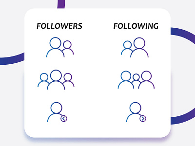 Followers&Following Icons app branding color design flat followers following gradient icon illustration minimal social social network socialmedia ui ux vector web