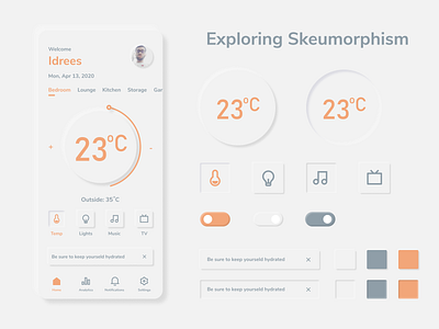 Exploring Skeumorphism app automation design figma flat minimal neumorphism skeumorphism skeuomorph smart home temperature ui ux weather