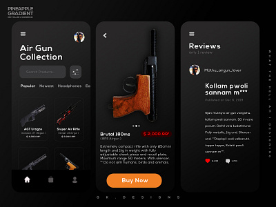 Airgun online store | mobile app ui design app branding dark dark ui mobile mobile app design mobile ui online store ui ux