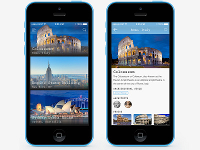 World Famous Buildings iPhone App Concept architecture ios iphone sketch ui user experience ux