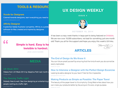 UX Design Weekly Email Newsletter design email flat layout newsletter subscribe user experience ux web