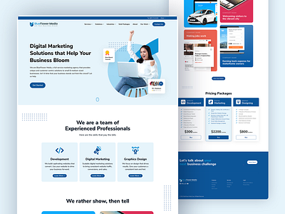 BlueFlower Media Home Page Design banner banner design branding design illustration logo ui ui design web design website