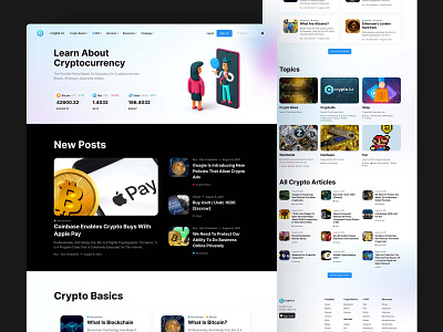 Crypto Blog Home Page Design banner banner design branding design illustration logo ui ui design web design website