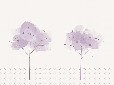 Purple Trees adobe photoshop cc beige concept concept art decorative design digital 2d digital painting illustration minimalism polka dots purple tree watercolour