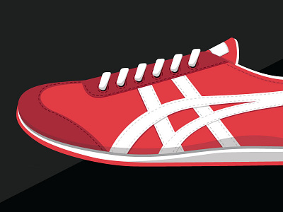 Red Kicks asics box illustration shoe vector