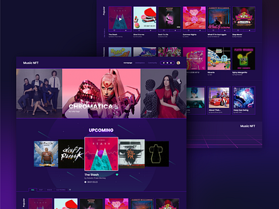 Music NFT Marketplace 2: Landing Page 80s blockchain crypto cryptocurrency digital e commerce hero landing page marketplace music nft platform retro retrowave song synthwave ui vintage visual identity website