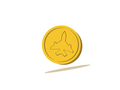 Gold Jet Coin design flat illustration illustrator logo minimal vector