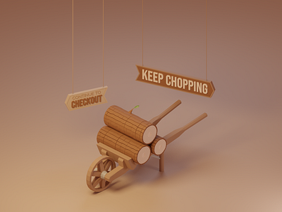 Chopping Cart blender illustration isometric joke lowpoly modeling pun