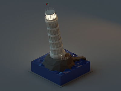 Italian Lighthouse blender illustration isometric italy joke lighthouse lowpoly modeling pisa tower