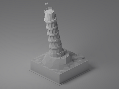 Italian Lighthouse: Clay blender clayrender illustration isometric italy joke lighthouse lowpoly modeling pisa tower