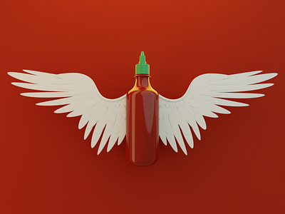 Hot Wings angel angel wings blender chicken fire flavor hot sauce hot wings illustration joke lighting modeling red spicy sriracha warm wings