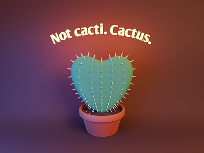 Cactus. b3d blender cacti cactus clay pot heart illustration joke lighting love modeling needles plant pokey pottery succulent sweet terracotta