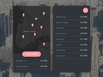 Day #35 - Locating stations app dark finland helsinki location new york ui