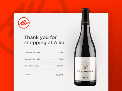 Day #52 - Email Receipt 100 days of ui alko dailyui email receipt helsinki newsletter ui wine