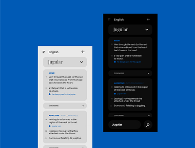 Dictionary App UI dark design flat ui ux