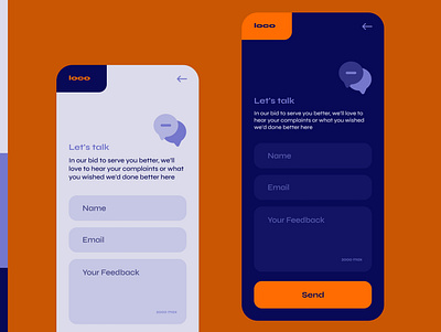 Feedback page UI design minimal ui